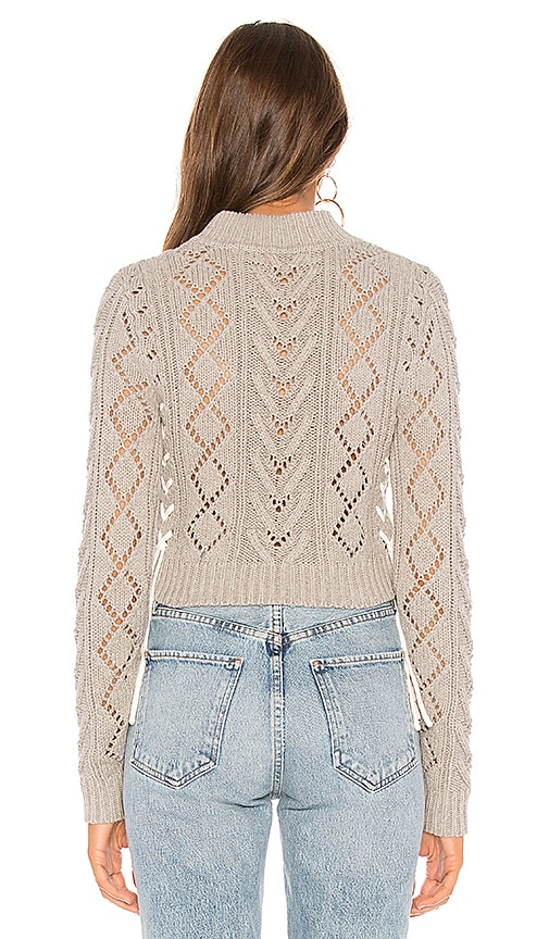 view 3 of 4 Lace Up Crop Sweater in Heather Grey