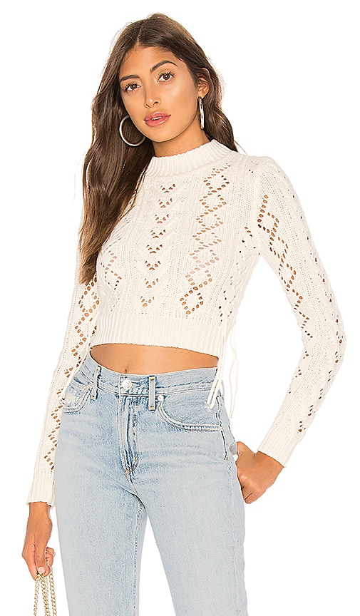 view 1 of 4 Lace Up Crop Sweater in Ivory