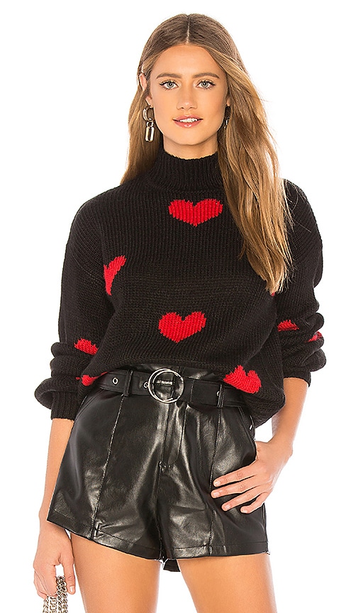 view 1 of 4 Heart Sweater in Black & Red