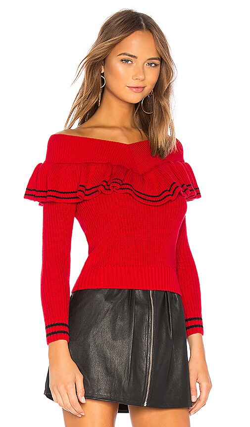 view 2 of 4 Ruffle Sweater in Red