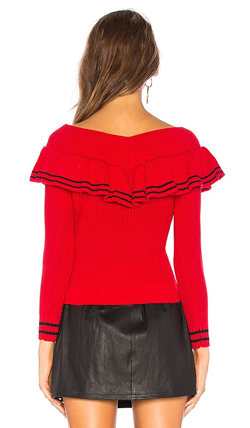 view 3 of 4 Ruffle Sweater in Red