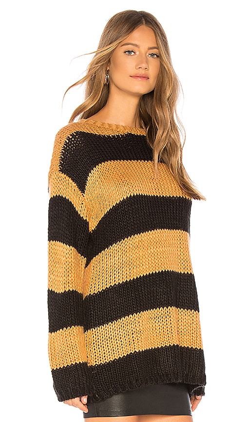 view 2 of 4 The Amber Sweater in Camel & Black Stripe