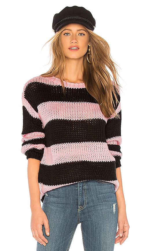 view 1 of 4 The Amber Sweater in Pink & Black Stripe