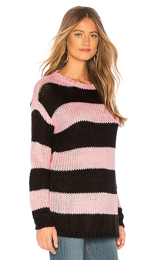 view 2 of 4 The Amber Sweater in Pink & Black Stripe