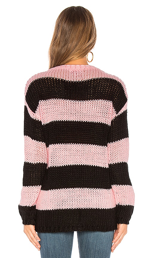 view 3 of 4 The Amber Sweater in Pink & Black Stripe