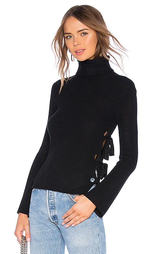 view 1 of 4 Hally Lace Up Sweater in Black