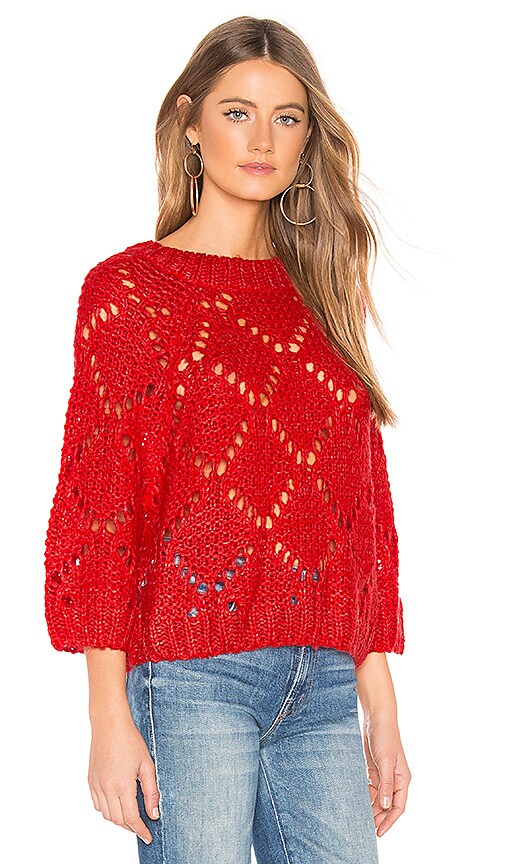 view 2 of 4 Open Weave Sweater in Red