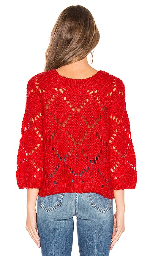 view 3 of 4 Open Weave Sweater in Red
