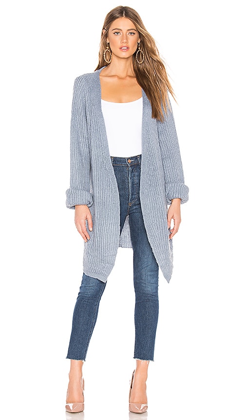 view 1 of 3 Ribbed Cardigan in Dusty Blue
