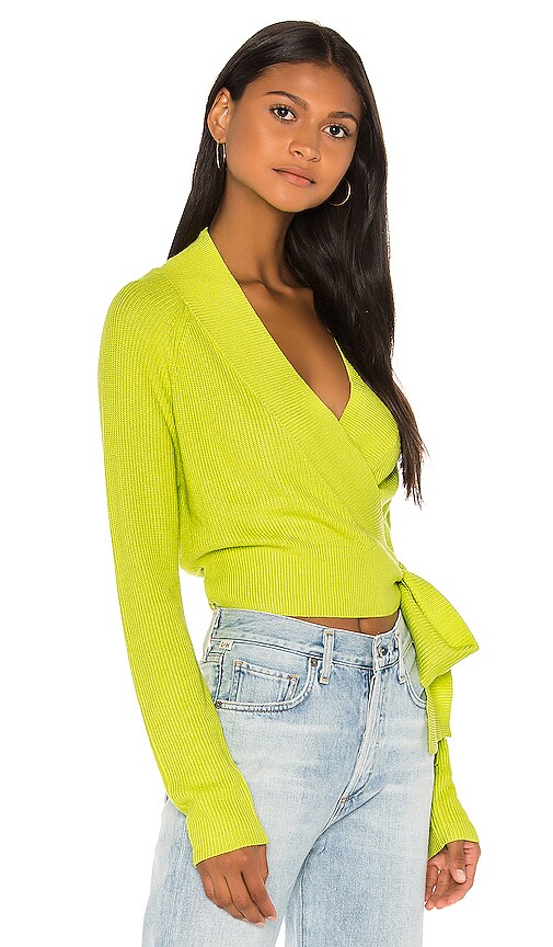 view 2 of 5 Kai Wrap Sweater in Lime Green