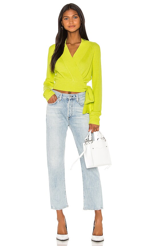view 4 of 5 Kai Wrap Sweater in Lime Green