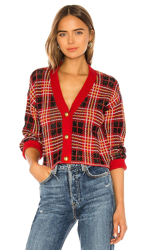 view 1 of 5 Brantley Cardigan in Red Plaid