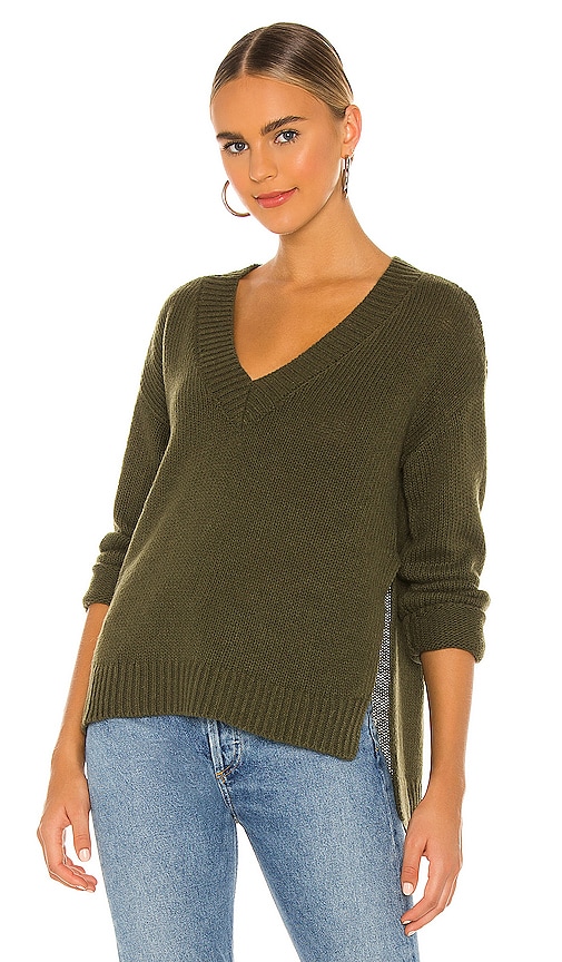 view 1 of 4 David V Neck Sweater in Forest Green