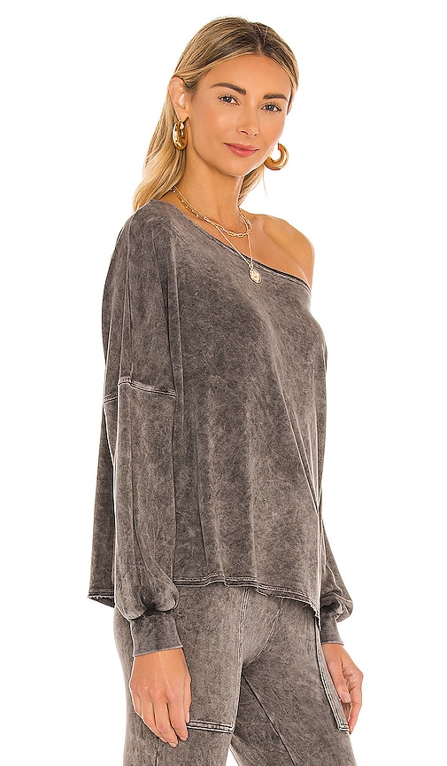 view 2 of 4 Hudson Open Shoulder Pullover in Charcoal Mineral Wash