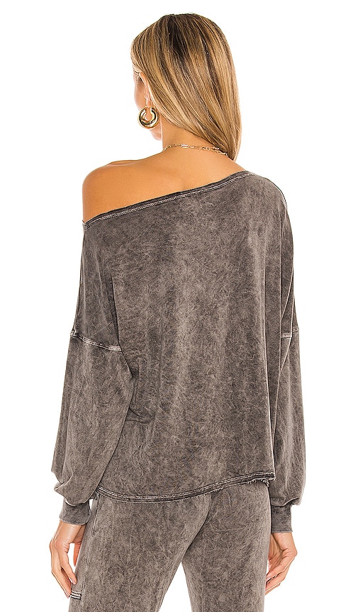 view 3 of 4 Hudson Open Shoulder Pullover in Charcoal Mineral Wash