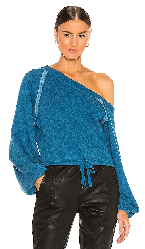 view 1 of 4 Off Shoulder Sweater in Teal Blue