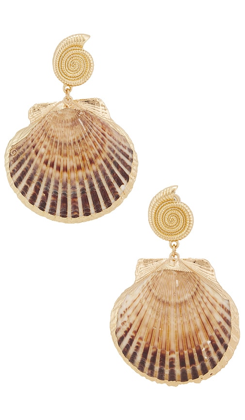 Lovers and Friends Noelani Shell Earrings in Metallic Gold.
