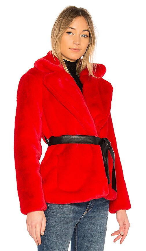 view 3 of 5 Valentine Faux Fur Coat in Red