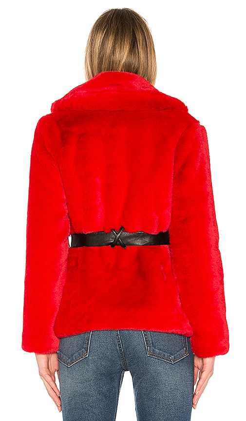 view 4 of 5 Valentine Faux Fur Coat in Red