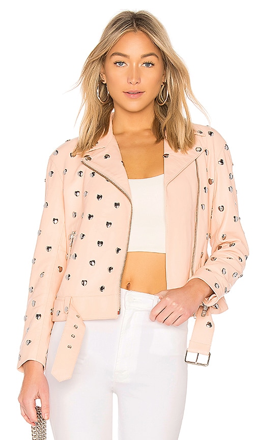 view 1 of 5 Studded Hearts Moto in Blush Pink