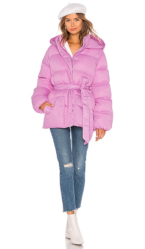 view 1 of 4 Lindsey Belted Puffer Jacket in Bubblegum Pink