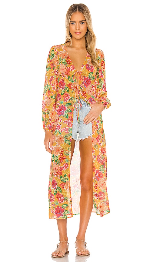 view 1 of 4 Temptation Robe in Tangerine Floral