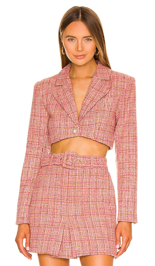 view 1 of 4 Amira Cropped Blazer in Pink Multi