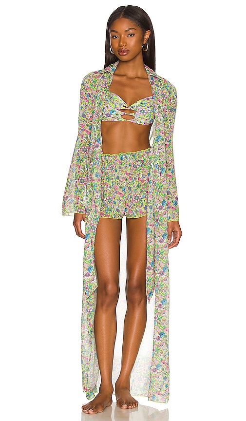 view 2 of 5 Ring My Bell Robe in Lime Hippy Floral