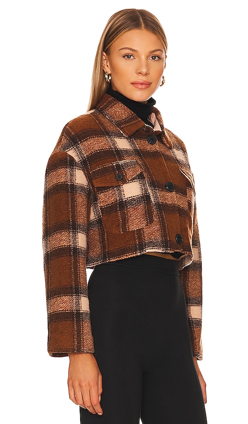 view 2 of 4 Lovers + Friends Roxy Cropped Shacket in Brown Plaid