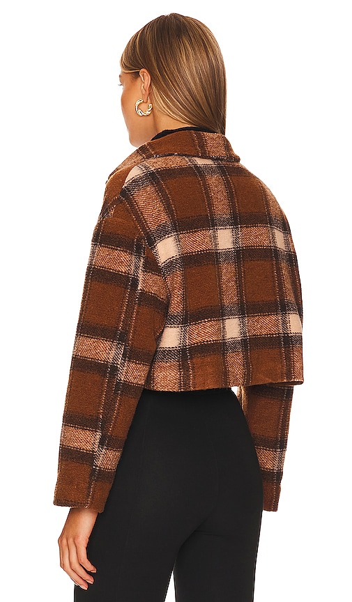 view 3 of 4 Lovers + Friends Roxy Cropped Shacket in Brown Plaid