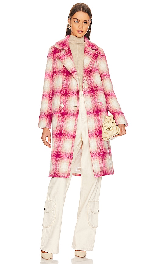 Lovers & Friends Kanani Coat In Pink Plaid
