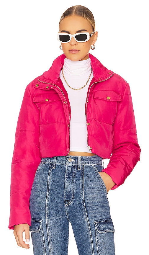 Lovers & Friends Laurel Cropped Puffer Jacket In Pink