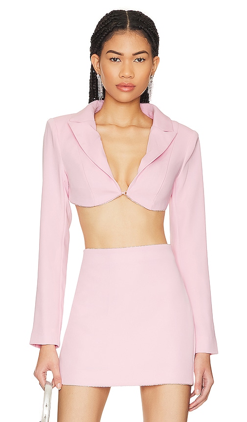 Lovers & Friends Tia Embellished Cropped Blazer In Baby Pink