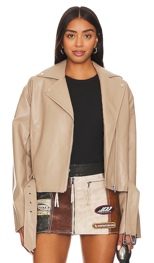 view 1 of 5 Daxton Faux Leather Jacket in Beige Neutral
