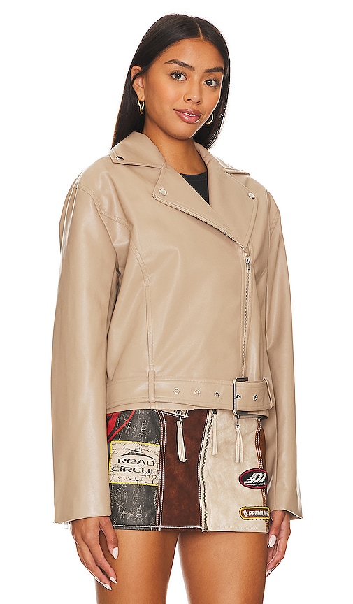 view 3 of 5 Daxton Faux Leather Jacket in Beige Neutral