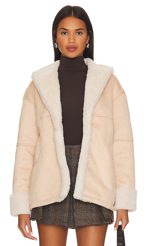view 1 of 4 Elise Faux Shearling Coat in Nude