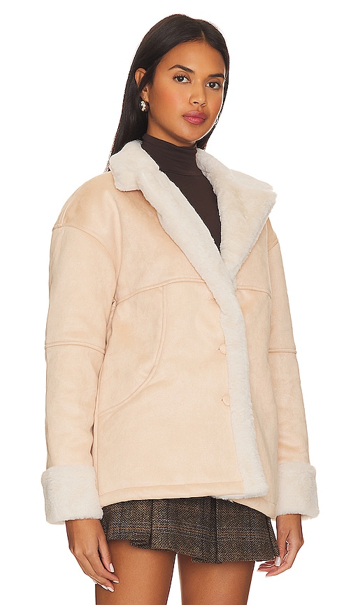 view 2 of 4 Elise Faux Shearling Coat in Nude