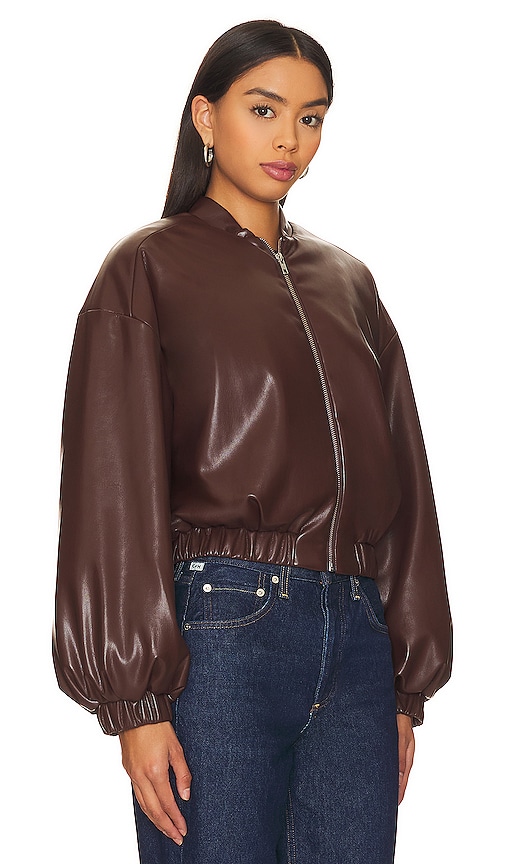 view 3 of 5 x Rachel Ana Faux Leather Bomber Jacket in Pecan Brown