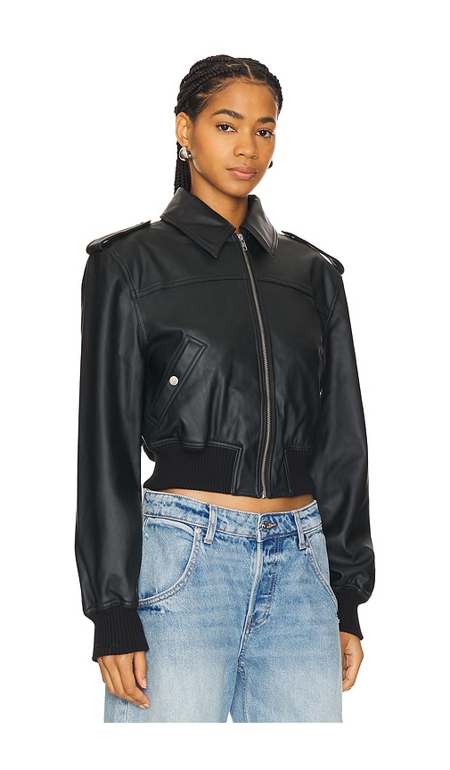 view 2 of 5 Dylan Faux Leather Bomber Jacket in Black