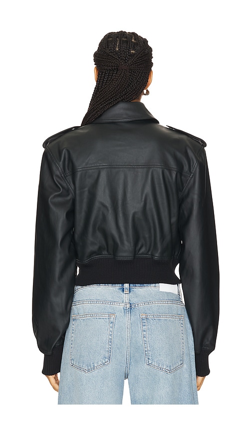 view 3 of 5 Dylan Faux Leather Bomber Jacket in Black