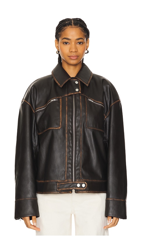 view 2 of 5 Brinley Faux Leather Jacket in Brown