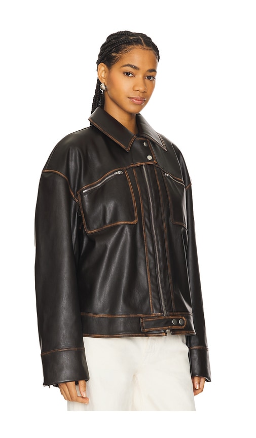 view 3 of 5 Brinley Faux Leather Jacket in Brown