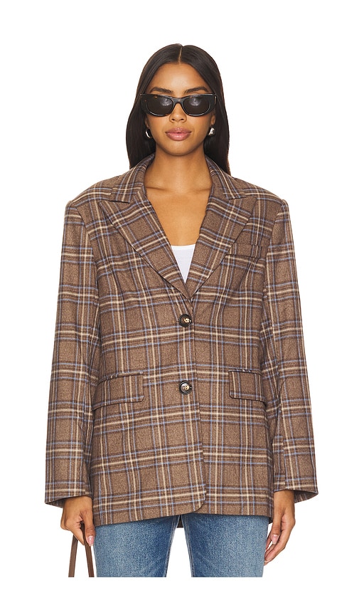 view 2 of 6 Leah Blazer in Brown Plaid Multi