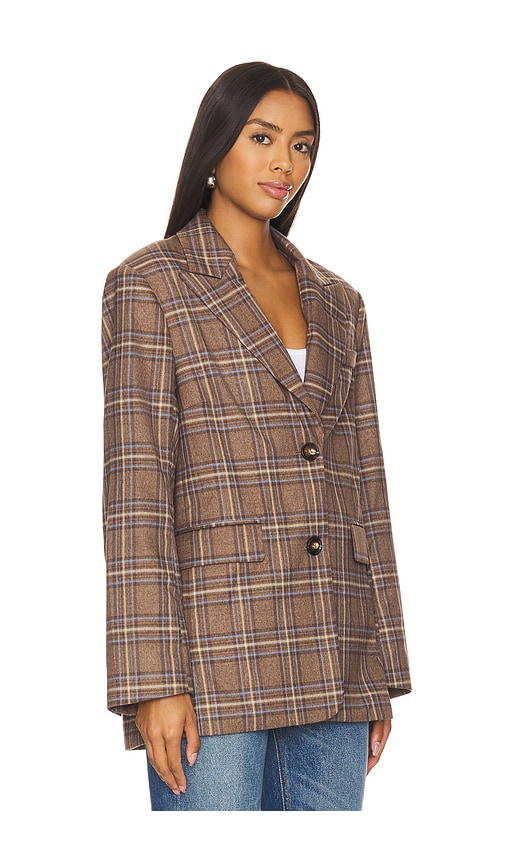 view 3 of 6 Leah Blazer in Brown Plaid Multi