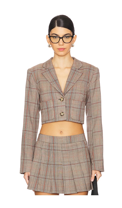 view 1 of 5 Bonnie Cropped Blazer in Brown Plaid Multi