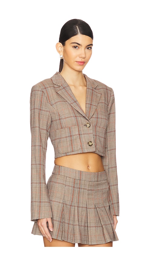 view 2 of 5 Bonnie Cropped Blazer in Brown Plaid Multi