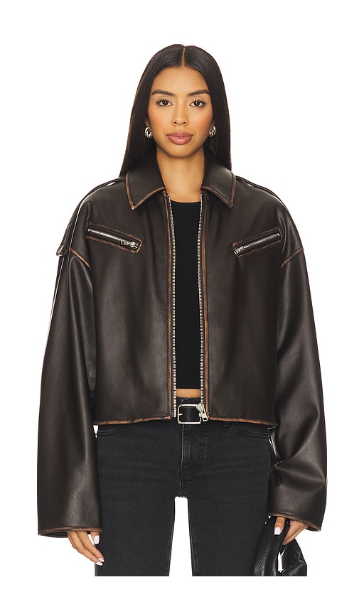view 1 of 4 Esther Faux Leather Jacket in Dark Brown
