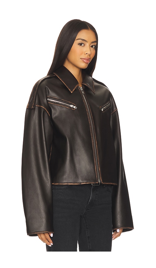 view 2 of 4 Esther Faux Leather Jacket in Dark Brown