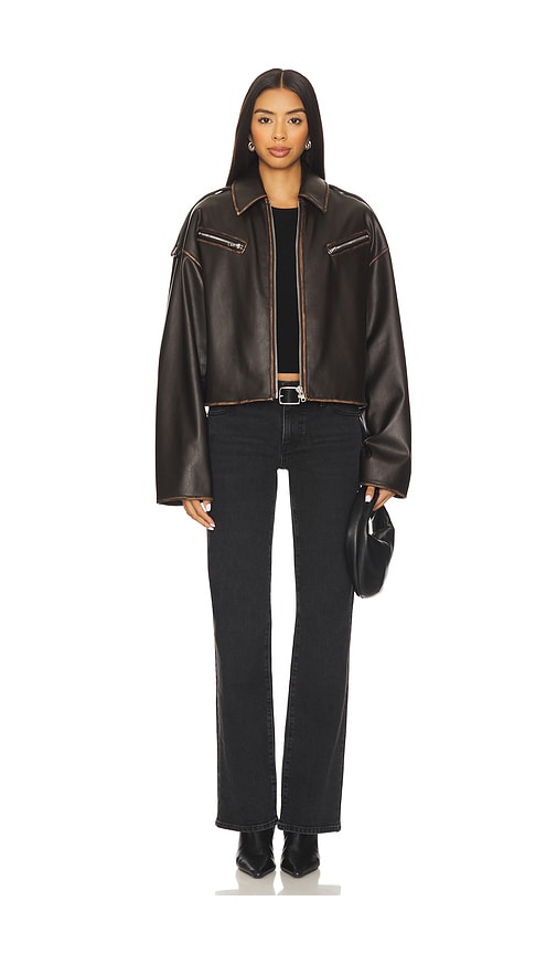 view 4 of 4 Esther Faux Leather Jacket in Dark Brown