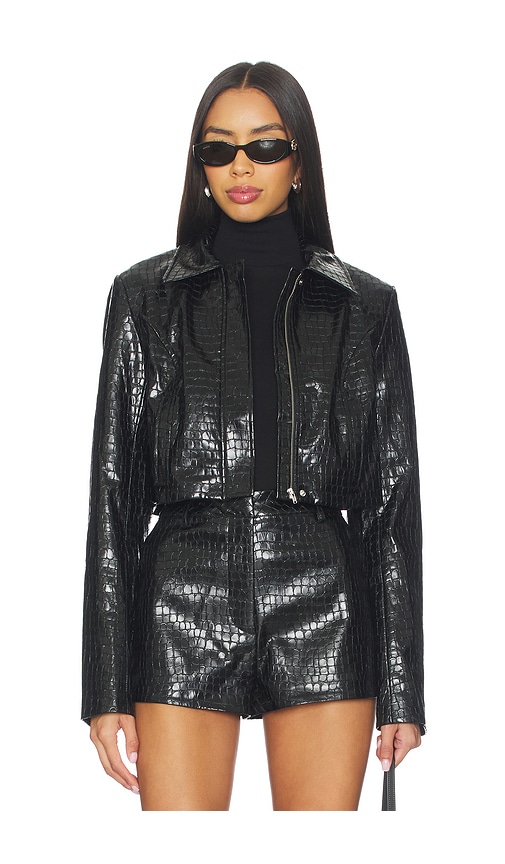 Lovers and Friends Arden Faux Croc Jacket in Black | REVOLVE